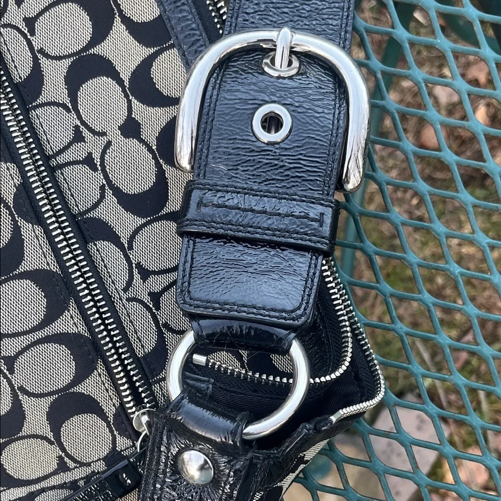 Coach Signature Monogram Shoulder Bag in Black & White Y2K